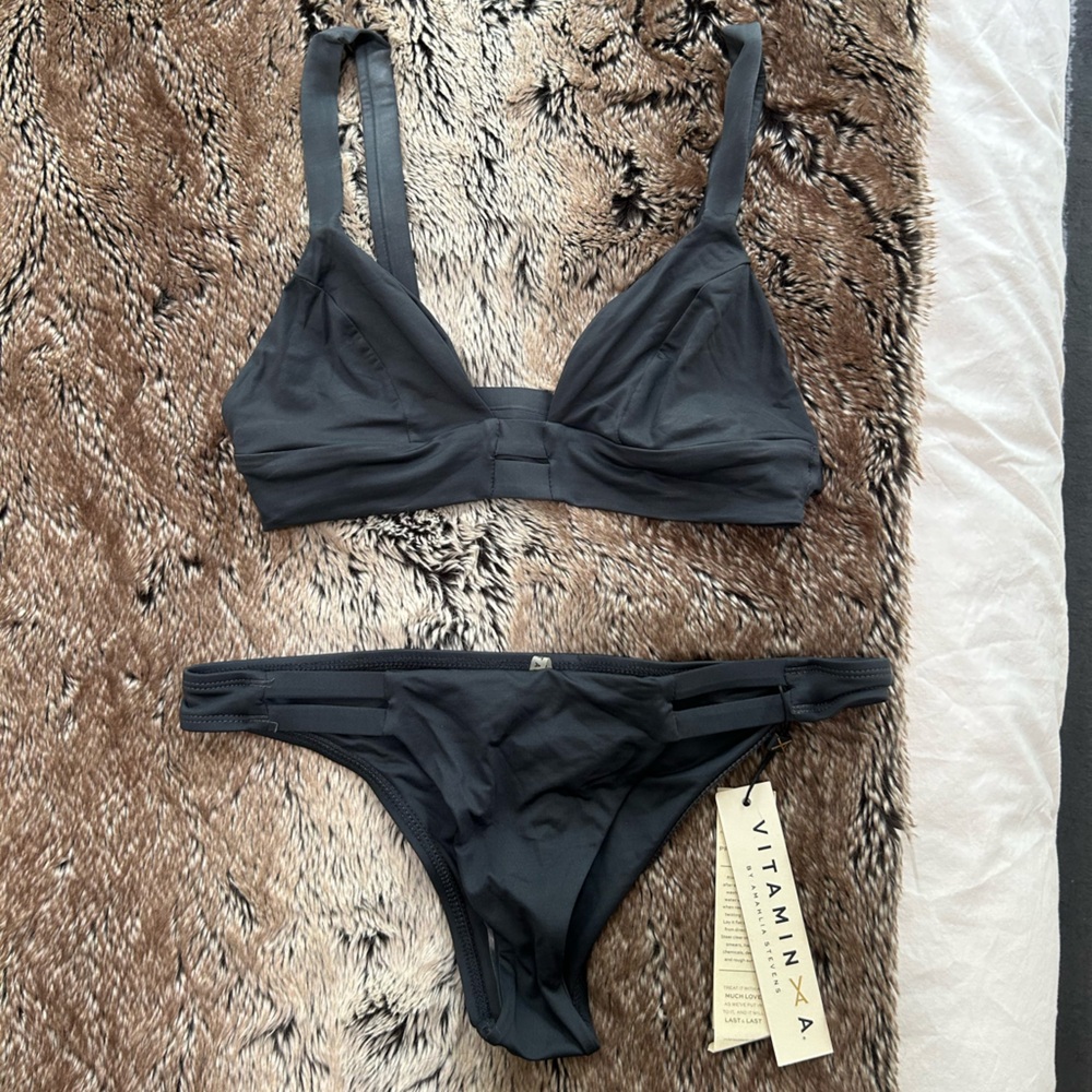 Vitamin A Women’s Two Piece Bikini, Grey, Bottoms NWT